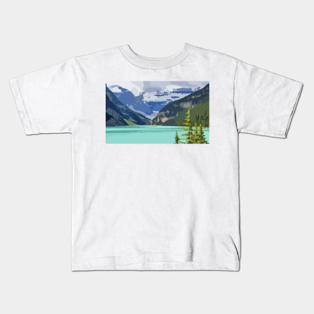 Lake Louise Painting Kids T-Shirt by gktb